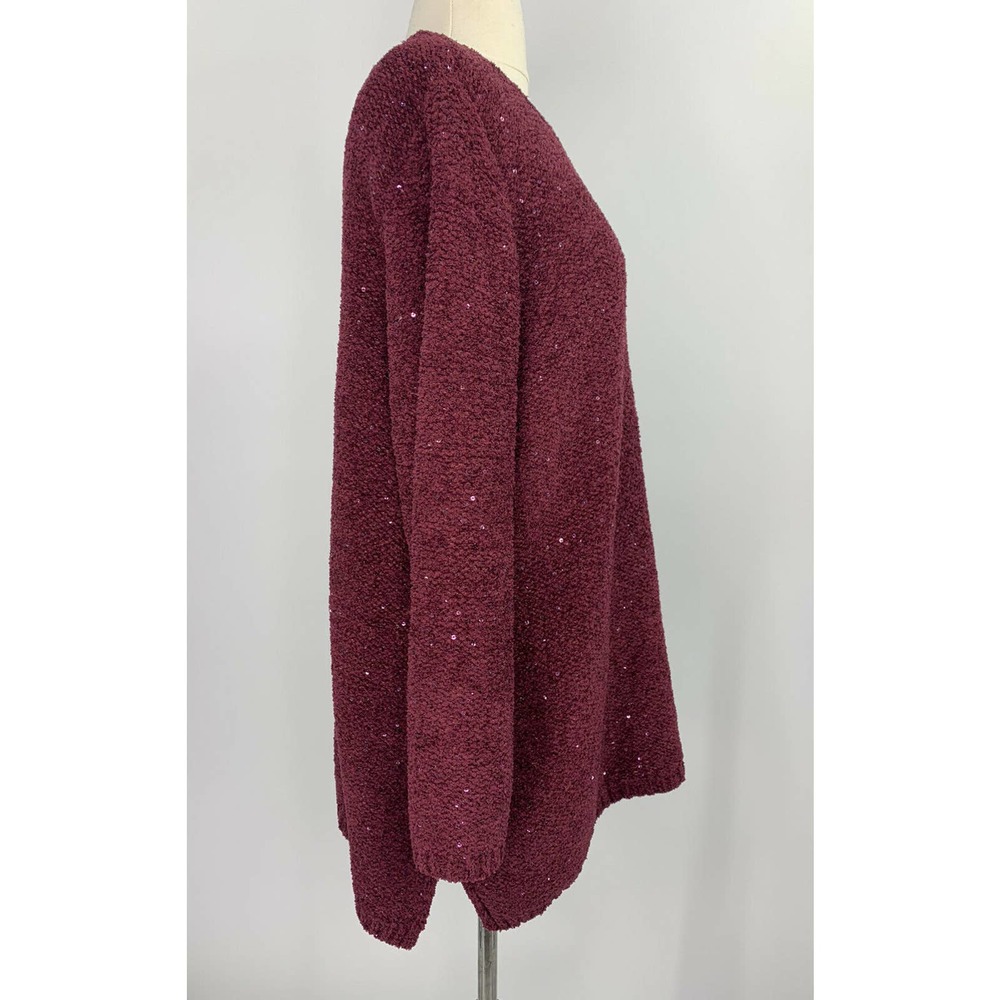 Chico's Chenille Sequin V-neck Pullover Sweater' - Picture 6 of 10